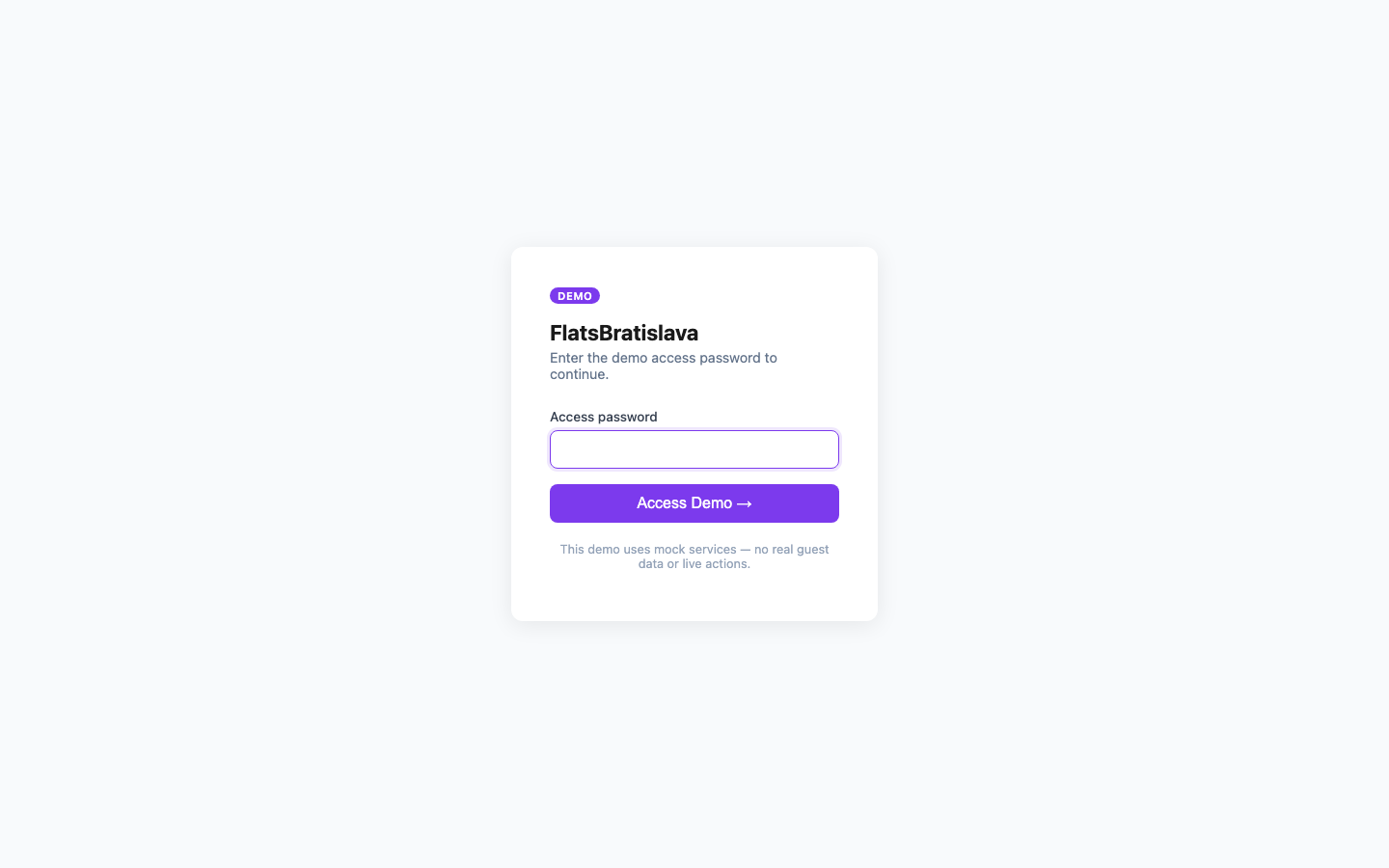 Login screen